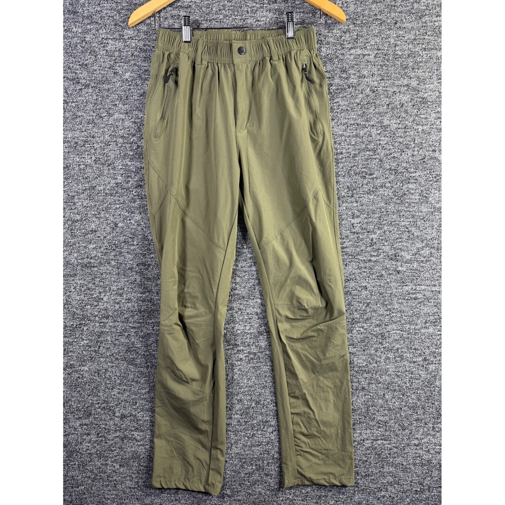 Lavenicole Mens Hiking Pants Olive Green Elastic Waist Zipper Pockets Size M